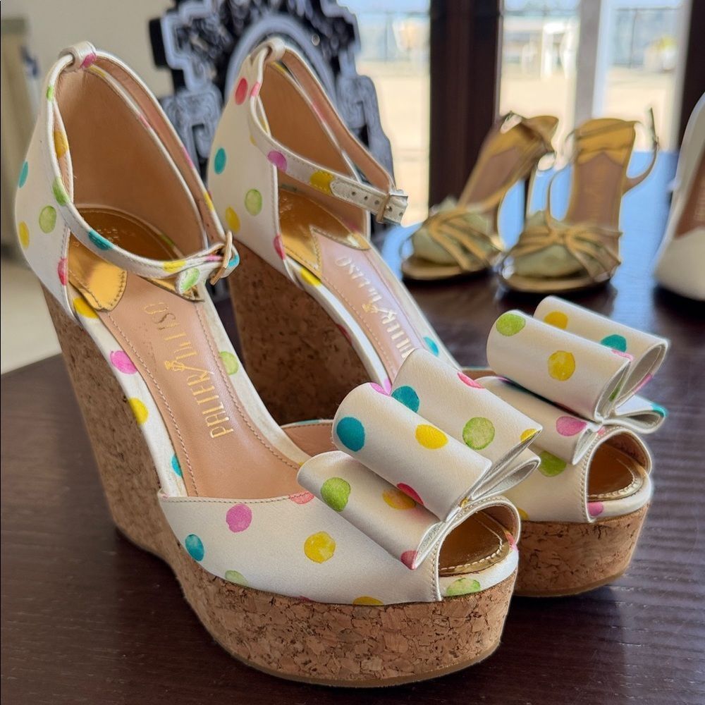 Colorful Polka Dot Wedge Sandals